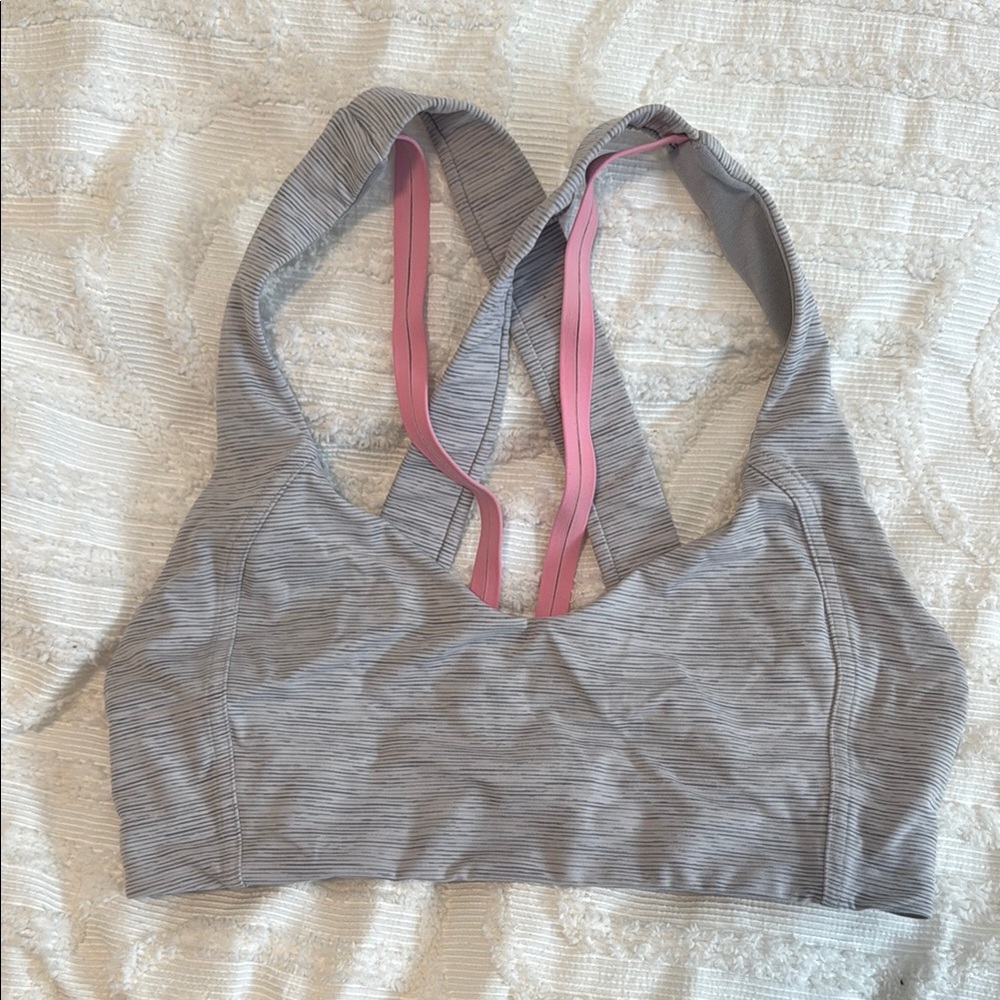 Gray and Pink Lululemon Size 8 Sports Bra